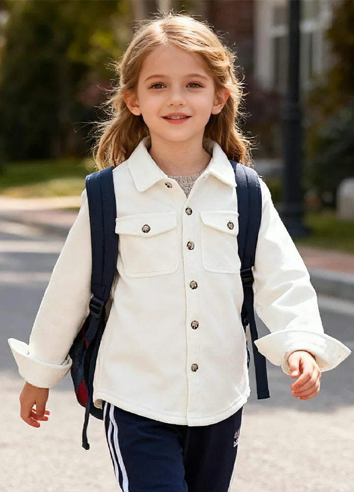 Girls Sherpa Lined Buffalo Plaid Fleece Button Down Shirt Jacket-Kids